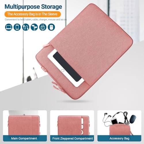 ZYB 16 Inch Laptop Sleeve Case,Shockproof Waterproof Notebook Case 16 Inch for 2021-2026 MacBook Pro 16 M5 M4 M3 M2 M1,16" Laptop Lenovo ThinkBook/IdeaPad HP Dell ASUS Acer Chromebook etc-Pink — view 4