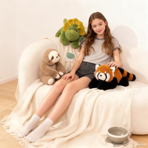 Annco 1lb 17.7‘’ Weighted Red Panda Plush Soft Toy,Anxiety Stress Relief Calming Sensory Toy for Kids Adults,Cute Plushie for Home Office Travel Decor — view 5