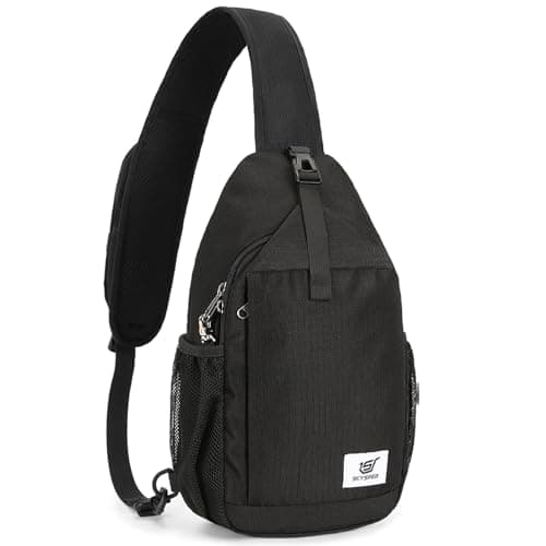 SKYSPER Sling Bag RFID Cross Body Bag Recycled Crossbody Backpack Travel Daypack(Black)