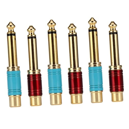 Housoutil 6pcs Mono Conversion Plug Male to Female Jumbo Plug Adapter for Audio Adapter Suitable for Guitar and Studio Use