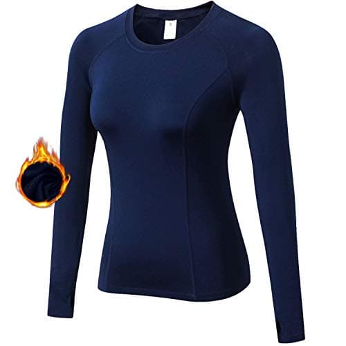 Sillictor Thermal Base Layer Womens Wicking Ski Base Layers with Thumb Hole Long Sleeve Running Top for Sports Gym Hiking Cycling Women Compression Tops High Wicking Breathable Warm 5021 Navy M