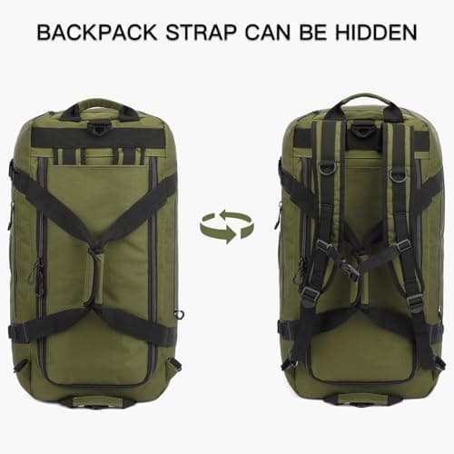TUGUAN 100L Extra Large Duffle Bag for Travel Heavy Duty Duffel Holdall Backpack with Back Straps 30'' XL Big Weekend Overnight Bag for Camping Gym Sports Equipment Gear for Men Women, Green — view 4