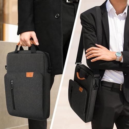 jooeer 13-14 Inch Laptop Sleeve Case Waterproof Polyester Shoulder Bag Compatible with MacBook Air Pro M4 M3 M2 M1, Surface Pro (Deep Grey, 14 Inch) — view 6