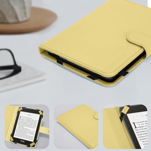 TECHGEAR YELLOW Kindle PU Leather Folio Case Cover With Magnetic Clasp + Screen Protector for Amazon Kindle eReaders 12th - 4th Generation (2024-2011) & Kindle Paperwhite with 6 inch Screen — view 4