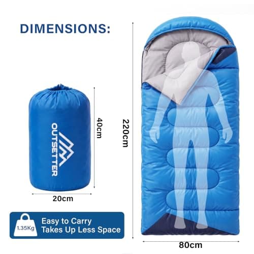 Sleeping Bags for Adults 3 Season Backpacking Lightweight Waterproof Cold Weather Sleeping Bag for Kids Warm Camping Hiking Outdoor Travel Hunting with Compression Bags Sky Blue — view 2