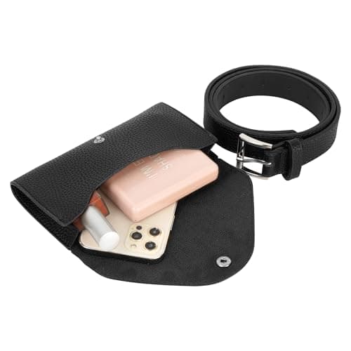 Meliyya Women PU Leather Waist Bag Stylish Belt Bumbag Phone Pouch Quilted Lattice Change Purse Gym Fanny Pack, Black — view 6