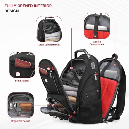 star cloud 17 Inch Travel Laptop Backpack,Business Tech Backpack with USB & Type-C Charging Port,180°TSA Friendly Travel College Work Backpack with Multiple Organizer Pockets for Men (17inch) — view 5