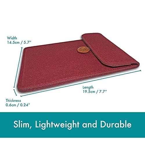6 inch E-Reader Sleeve by Okami Products, Felt Ereader Pouch for all 5 to 6 inch E-Readers, Protective E-Book Bag/Case (Red) — view 3