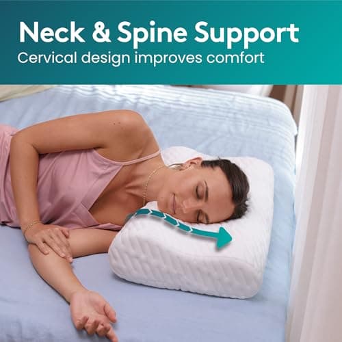 BLISSBURY Contour Pillow, Sandwich Memory Foam Contour Pillow | Curved Pillow for Neck Pain, Neck Support for Back, Stomach, Side Sleepers - Includes a Bamboo Case & Hypoallergenic Charcoal Foam — view 2