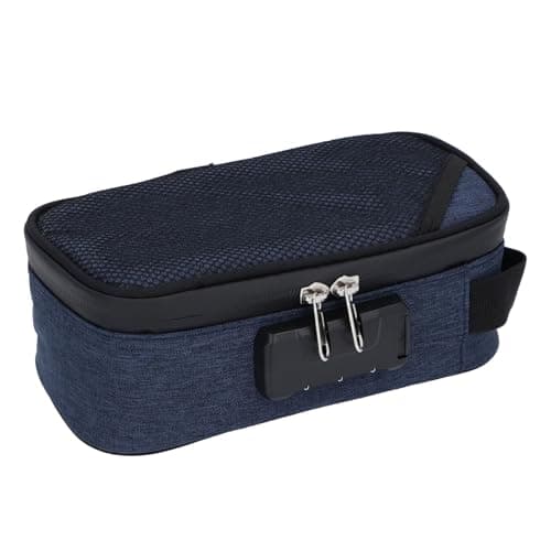 Odor Resistant Storage Bag, Code Lock Design Odor Resistant Suitcase Container Lightweight Multifunctional Easy to Use for Travel (Dark Blue) — view 4