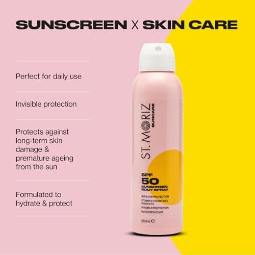 ST. MORIZ Suncare SPF 50 Sunscreen Body Spray | Hydrating UVA & UVB SPF 50 Invisible Protection Sun Spray Mist for Body with Vitamin E | Water Resistant | Dermatologically Tested | Vegan | 200ml — view 2