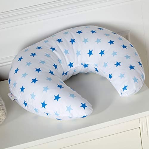 Breast Feeding Nursing U Pillow Little Star Blue | Mother & Baby Awards 2022 Shortlisted |Plush Cotton Cover, Multi-Purpose Support for Pregnancy, Breastfeeding, and Baby Sitting