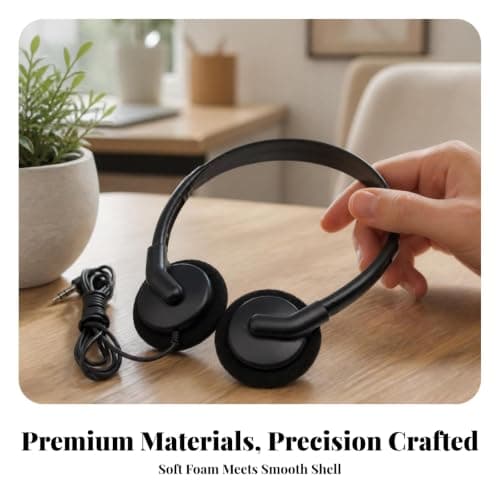 Lightweight Headphones, Beige, Simple Wired Over-ear Headset With 3.5mm Jack — view 2