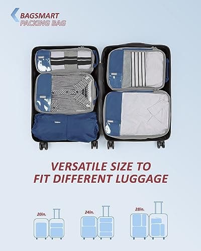 BAGSMART 6pcs Compression Travel Packing Cubes for Suitcases Backpack — view 3