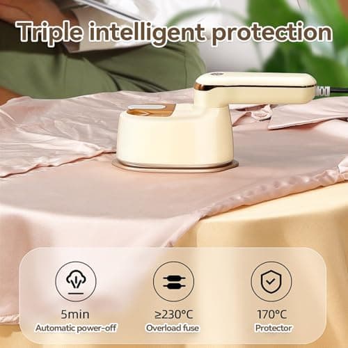 Unbbty Clothes Steamer, 2-IN-1 Travel Steamer for Clothes, Powerful steamer clothing for Travel, 1100W, Fast Heat-up, 3 Steam Levels Output, Handheld Steamer for Clothes (Light Yellow) — view 5