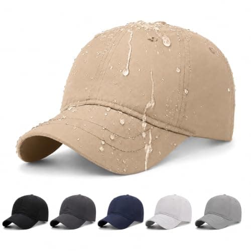 Khaki Waterproof Baseball Cap, UPF 50+ Quick-Dry Reflective Running Hat