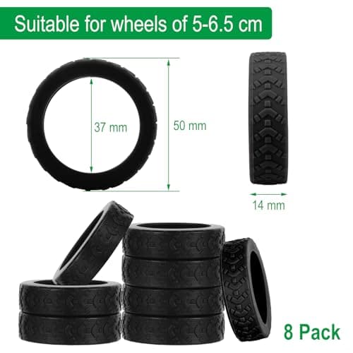 INCNMAD Luggage Wheel Covers 8 Pcs Black Suitcase Wheel Protectors Cover Universal Fit Anti-Wear Travel Accessories, Protects Wheels from Damage — view 2