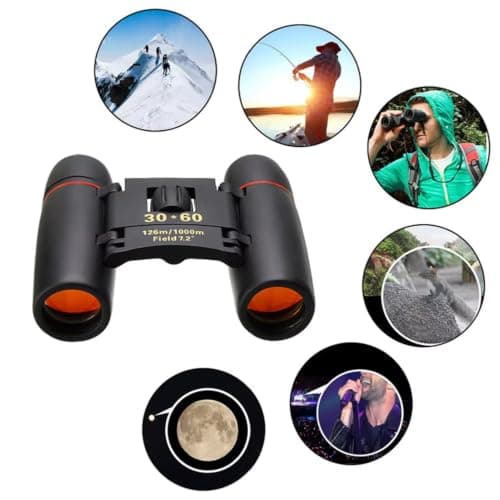 30x60 Portable Mini Binoculars Compact Zoom, Wide View Angle Folding Binoculars Long Range Telescope with Low Light Night Vision for Outdoor Bird Watching Camping Hiking Traveling Tourism — view 5