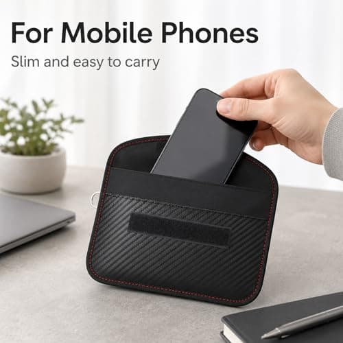 QIHAWN Signal Blocker Pouch 6.9", Carbon Fiber RFID Shield for Phones Keys — view 5