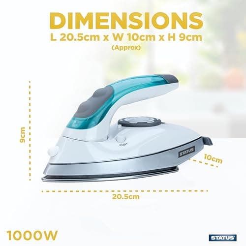 STATUS Travel Steam Iron, 1000W Dual Voltage Compact Clothes Iron for Hotel and Home Use, White Green (TUSCANIRON1PKB4) — view 5