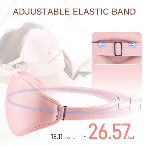 FlyCoco 99% Fully Block Out Light Eye Sleep Mask, 3D Deep Contoured Eyes Cover Zero Pressure, Long Lash Extension Eyes Mask with Adjustable Straps for Sleeping Travel Home Nap Rest Women Men (Pink) — view 6