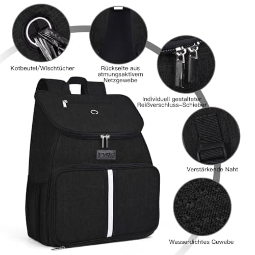 BAGLHER丨Dog Travel Bag, Airline Approved Pet Supplies Backpack, Dog Travel Backpack Accessories Set with 2 Silicone Collapsible Bowls and 2 Food Baskets. Black — view 5