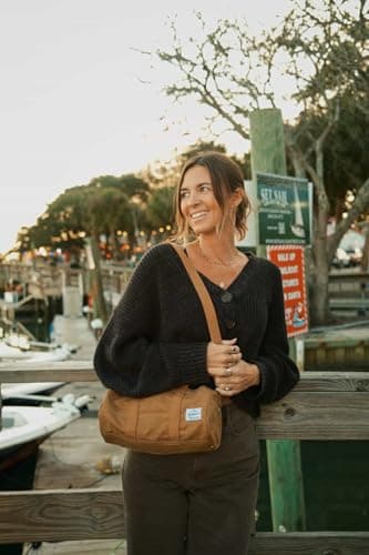 GOOTIUM Compact Canvas Crossbody Bag, Cylinder Small Barrel Shoulder Bag — view 4