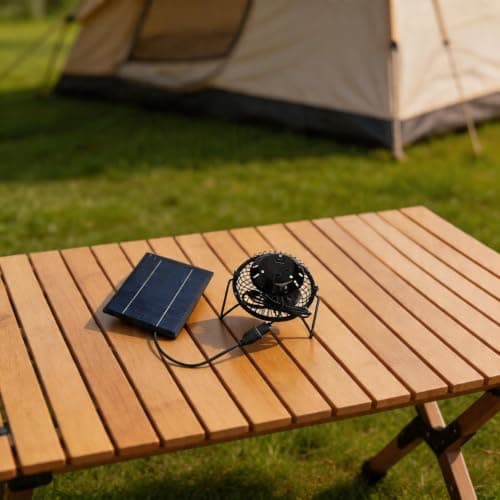Solar Powered Camping Fan 5W - Outdoor Air Circulator with USB Backup for Greenhouses - 14.5cm Square — view 3