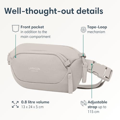Larkson Small Waist Pack Slingbag Men & Women Beige - Helge - Anti-Theft Bum Bag Cross Body Bag with RFID Blocker for Everyday & Travel - Breathable Mesh Padding - Water-Repellent — view 2