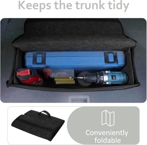 Einesin Upgrade Car Boot Bag Organiser with Reinforced Side Panels for Tools Breakdown Emergency Travel Tidy Van Caravan | Felt Bag in Black | Car Accessories Interior (30x15x30cm-2PCS-Upgraded) — view 4
