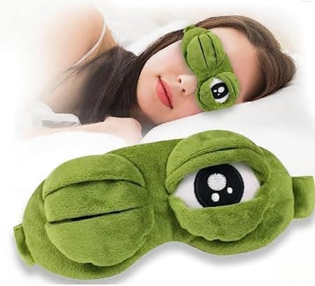 Cute Frog Sleep Mask, Soft Plush Eye Mask for Sleeping, Travel and Naps, Lightweight Novelty Blindfold with Elastic Strap, Green Frog Eye Cover for Home, Flights and Relaxing, 21 x 7.5 cm — view 6