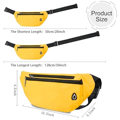 Rosoz Bum Bag, Belt Bag Women's Bum Bag Men's Gifts Sports Waist Bags for Outdoor Travel Running Bicycle, yellow, Pocket umbrella — view 3