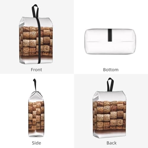 Wine Cork Print Travel Shoe Bag, Portable Shoe Bag with Zipper Closure Unisex Shoe Pouch Lightweight Shoe Organizer for Travel Storage Home Use, 1Pcs — view 2