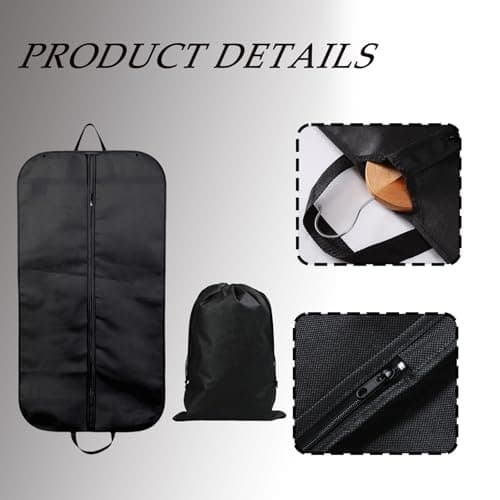 3 Pcs Suit Bags for Men and Shoe Bag Set, 60x120cm foldable Suit Carriers for Men, With zipper Travel Garment Bags, Durable and Breathable Suitable for Travel Business and or Storage — view 3