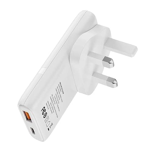 TWICK 65W GaN USB-C Charger, Dual USB-C & A Ports, Foldable US Pins with Removable UK Adapter, Multi-Port Travel Charger Compatible with Laptops, MacBook Pro, iPad, iPhone 17/16,15, Galaxy & Pixel