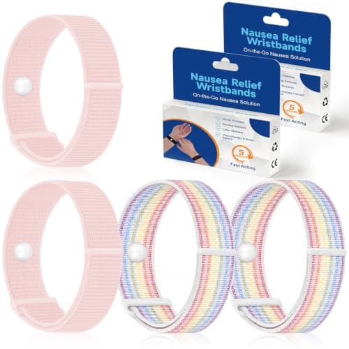 2 Pair Nylon Travel Sickness Bands for Motion & Morning Sickness Adult Kid