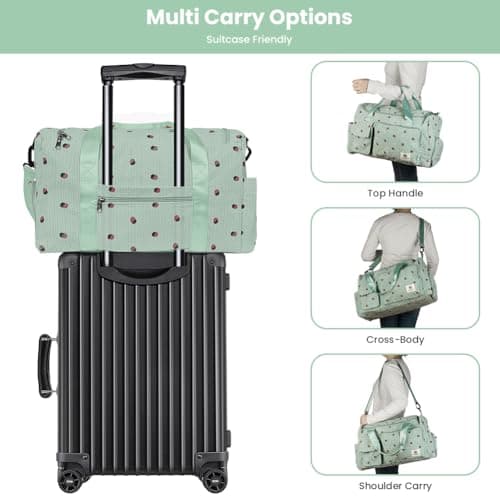 Adiwo Large Gym Bag Womens, Sports Bag with Shoes Compartment, Multiple Compartments, Foldable Overnight Weekend with Wet and Dry Separation, Large + Small Holdall for Gym Sports and Travel, Green — view 5