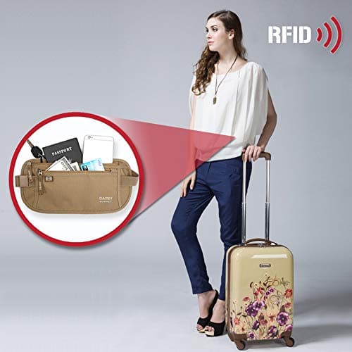 DAITET Money Belt - Passport Holder Secure Hidden Travel Wallet with RFID Blocking, Undercover Fanny Pack (Beige) — view 6