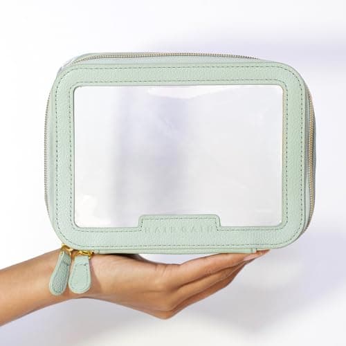 Hair Gain Cosmetics Bag | Travel Makeup and Toiletry Organizer | Large, Transparent, Portable, Waterproof | Vanity Case for Women and Girls - Mint Green — view 2