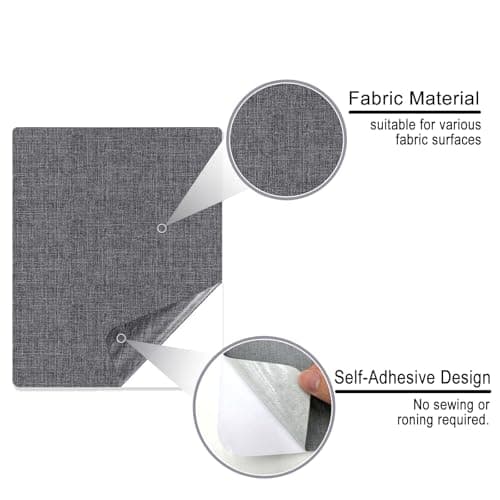 INCNMAD Fabric Repair Patches 2 Pcs 28x20.5 cm Self Adhesive Linen Repair Tape for Clothing, Down Jacket, Sofas, Tent, Sleeping Bag, Car Seats (Dark Grey) — view 3