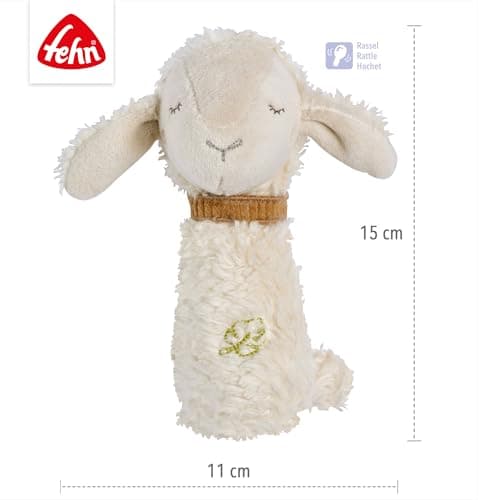 Fehn Natural Sheep Rod Rattle - Motor Skills Toy with Rattle and Organic Cotton (kbA) - Playfully Promotes Early Childhood Learning - Faithful Companion for Babies and Toddlers from 0+ Months — view 4