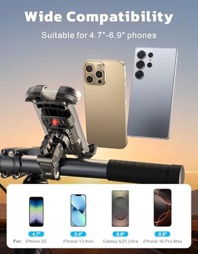 Rolgno Bike Phone Holder, [1s Release & 360° Rotate] Motorbike Phone Mount — view 6