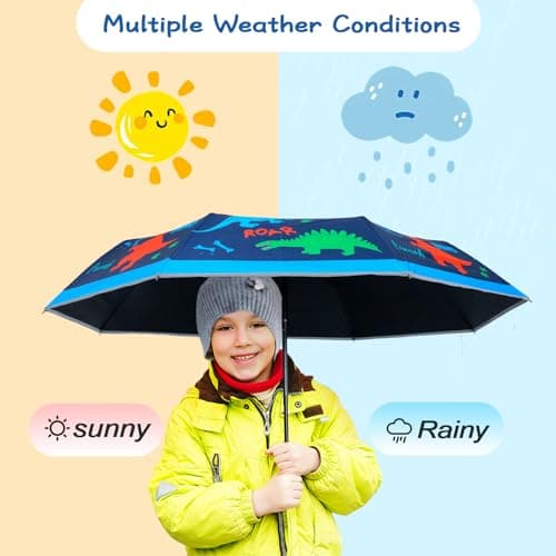 Dinosaur Kids Folding Umbrella, Windproof Automatic Travel Umbrella for Boy — view 2