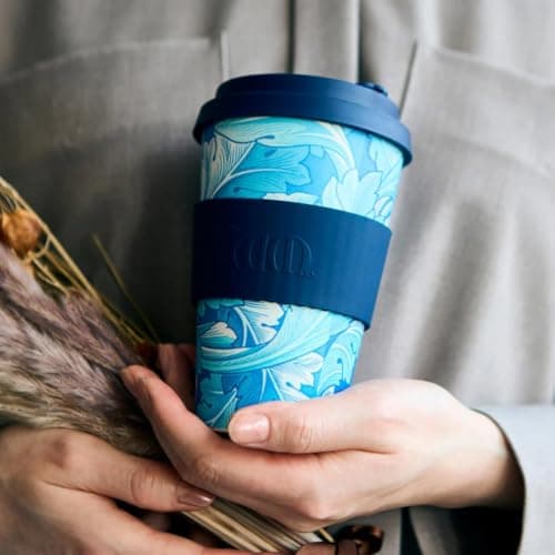 14oz 400ml William Morris Reusable Eco-Friendly 100% Plant Based Coffee Cup - Melamine Free & Biodegradable Dishwasher/Microwave Safe Travel Mug, Acanthus — view 6