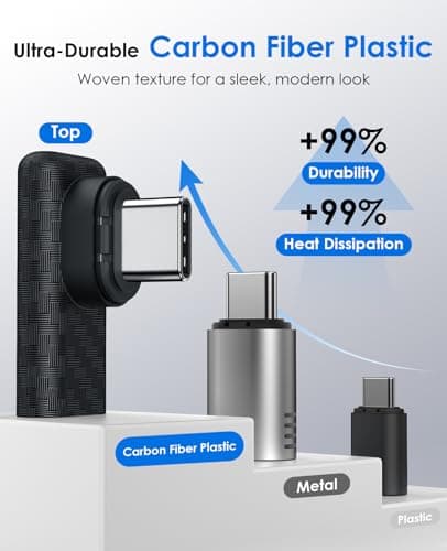 Magtame 24Pin Magnetic USB C 90 Degree Adapter, 240W Carbon Fiber Plastic — view 6