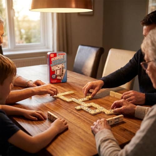 A2Z Double 6 Colour Dominoes Set in Metal Tin 28 Pieces Family Game — view 3