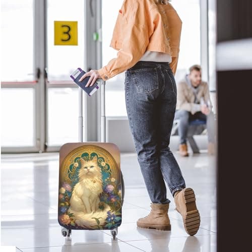 SICANAUO Luggage Covers, Personalised Suitcase Cover, Elastic Travel Suitcase Protector, Travel Trolley Case Protector, Anti-Scratch Luggage Storage Covers (Style 6, L (26-28 inch suitcase)) — view 5