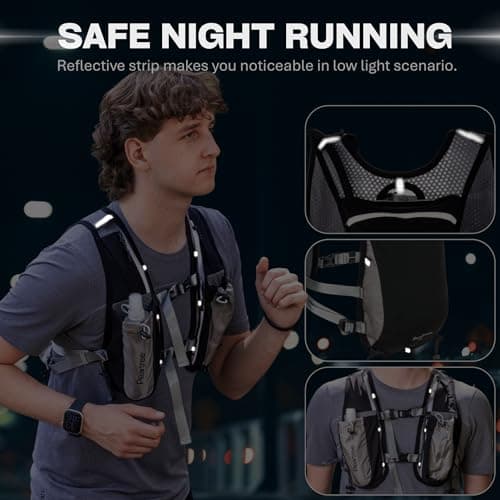 PEARTREE Running Vest for Men and Women – One Size – Premium Quality Nylon – Hydration System – Hiking Stick Holder – Pockets for Phone, Cards, Keys – Marathon, Hiking, Jogging, Cycling, Reflective — view 6
