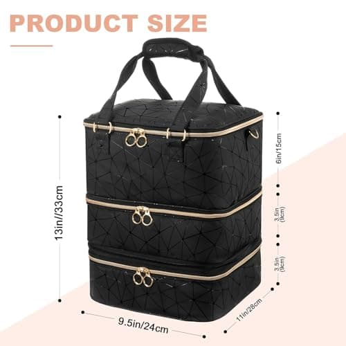Uross Nail Polish Organizer Bag Holds 84 Bottles Nail Lamp, Gel Nail Polish Organizers and Storage Box for Nail Tech, Nails Kit Supplies Organizer Case-Black — view 4