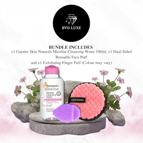 Micellar Cleansing Water Travel Set – Gentle Face Cleanser (100ml) with Reusable Makeup Remover Puff & Exfoliating Glove – Perfect for Sensitive Skin, Travel-Friendly Skincare — view 2